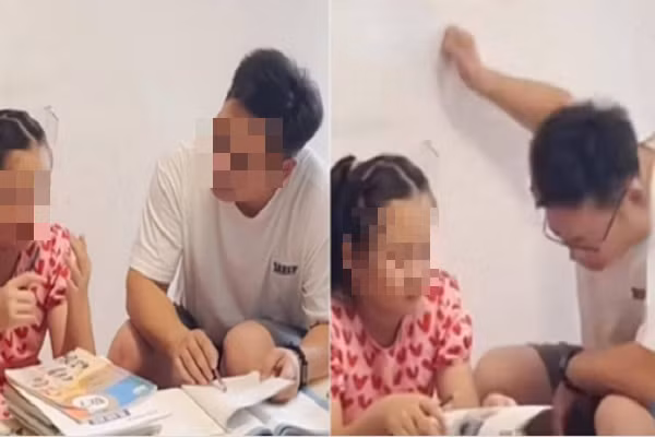 Bố siêu giỏi dạy con học kém, tức giận đến mức...đập tường Bo sieu gioi day con hoc kem, tuc gian den muc...dap tuong