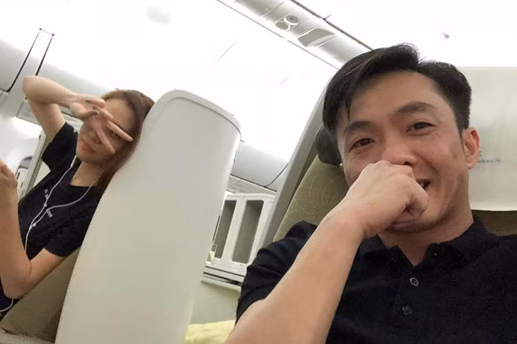 Tháng 3 vừa qua, Đàm Thu Trang đi phượt cùng Cường Đô la. Ảnh: FBNV
