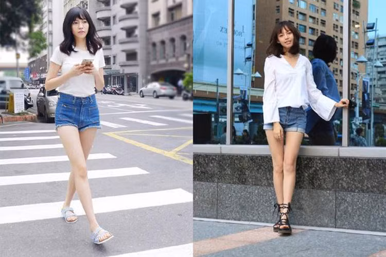 Tiêu Mạn Đình còn có vóc dáng chuẩn người mẫu với chiều cao 1m70, đôi chân dài miên man, vòng eo con kiến. Ảnh: Sohu