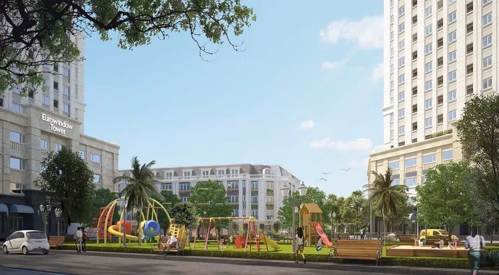 Không gian xanh, mát lành với các dịch vụ tiện ích tại khu đô thị Eurowindow Park City.