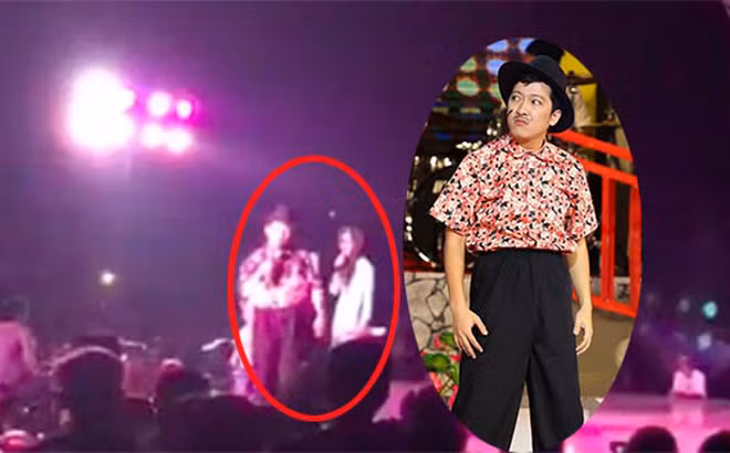 Truong Giang dung dung bo dien vi bi nem chai len san khau