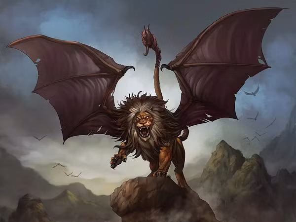 Trong hình dạng đầu người mình sư tử, Manticore là quái vật đáng sợ bậc nhất Trung Đông. Người Ba Tư gọi nó là cỗ máy ăn thịt người bởi sự hung bạo, dữ dằn và tàn ác.
