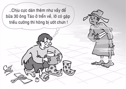 Chuẩn bị kỹ để lỡ nước lên thì ông Táo từ thiên đình về cũng không bị ướt chân. Ảnh: Sa tế