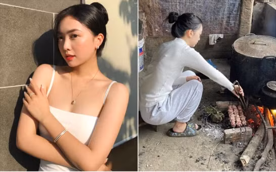 Gái xinh Mai Hà Trang - người yêu cầu thủ Hà Đức Chinh cũng có màn hoá gái đảm khi về quê chàng ăn Tết, khác xa ảnh sang chảnh trên mạng.