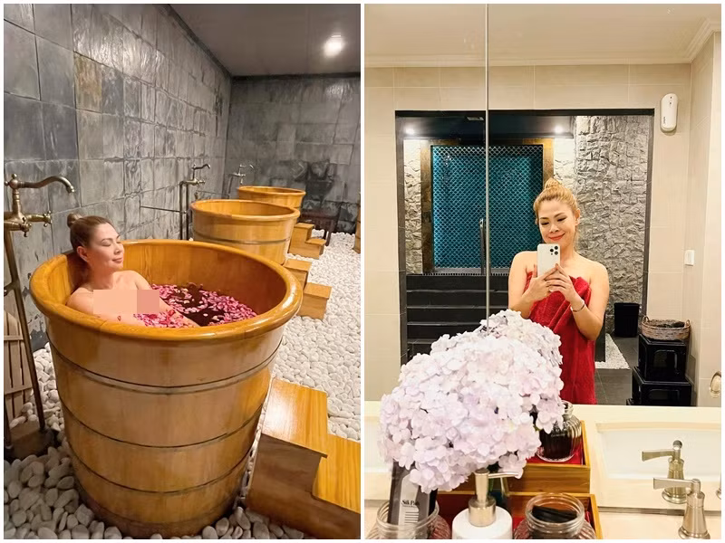 Thanh Thảo thậm chí thoải mái chia sẻ hình ảnh ngâm mình trong bồn tắm.