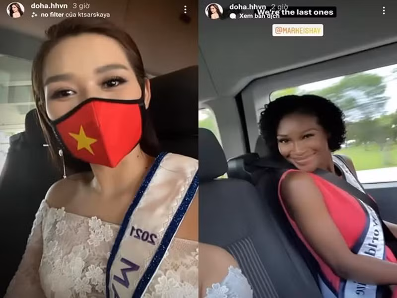 Cô kịp làm quen với đại diện Belize trên đường di chuyển. Ảnh: Vietnamnet