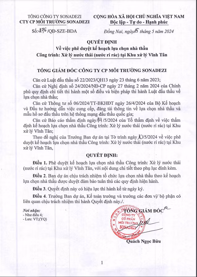 Gói thầu xử lý nước thải của Cty môi trường Sonadezi về tay ai? - Hình 2 Goi thau xu ly nuoc thai cua Cty moi truong Sonadezi ve tay ai?-Hinh-2
