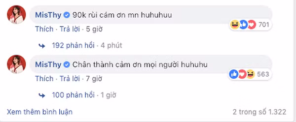 Trong năm 2019, cô đăng tải một bức ảnh chụp cùng gia đình lên MXH, dù chẳng liên quan gì nhưng MisThy vẫn đề cập đến Sơn Tùng M-TP. Khi bị nói dựa hơi Sơn Tùng, MisThy còn cố trêu tức dân mạng bằng cách bình luận dưới hình như thế này