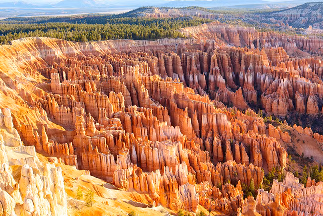 13. Hẻm núi Bryce ở Utah: Bộ sưu tập núi đá thiên nhiên lớn này nổi tiếng với mỏm đá cao mang đủ các hình thù đa dạng, độc đáo nhờ cấu trúc địa chất được hình thành bởi thời tiết khắc nghiệt và sự xói mòn dòng chảy.
