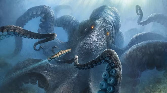 Kraken là thủy quái khổng lồ nổi tiếng trong các truyền thuyết ở Scandinavia. Sinh vật thần thoại này gây chú ý bởi hình dáng to lớn giống bạch tuộc hay mực.