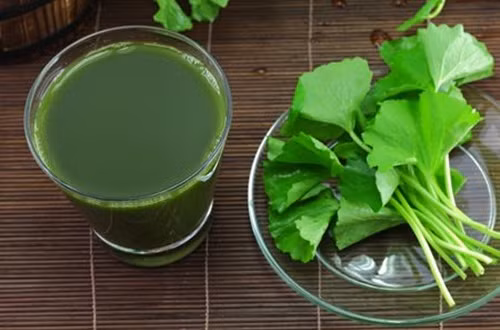 Cho đậu xanh, đường vừa khẩu vị vào máy xay sinh tố, đổ nước rau má đã lọc vào xay đến khi đậu xanh mịn là được.
