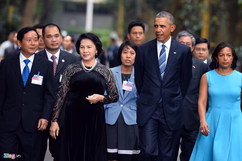 Chủ tịch Quốc hội trong buổi tiếp đón Tổng thống Mỹ Barack Obama ngày 23/5/2016.