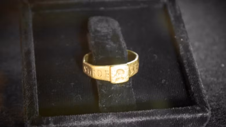 Năm 1785, một nông dân tình cờ tìm thấy chiếc nhẫn vàng ở phía bắc Basingstoke, Hampshire, Anh. Qua kiểm tra, các chuyên gia xác định hiện vật này có niên đại vào khoảng năm 350 - 450. Ảnh: Simon Q/Wikimedia Commons.