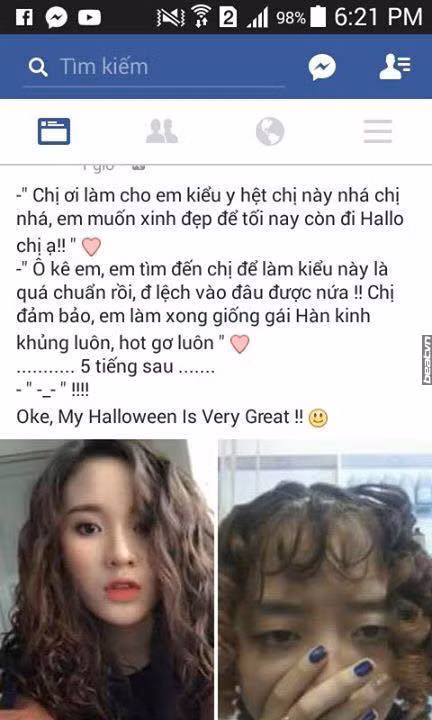 Mới đây, một cô nàng đã khiến cộng đồng mạng xã hội Facebook phát sốt vì mái tóc sau khi vừa gỡ lô uốn tóc của mình trong tưởng tượng và thực tế. Ảnh: Facebook Beat.vn.