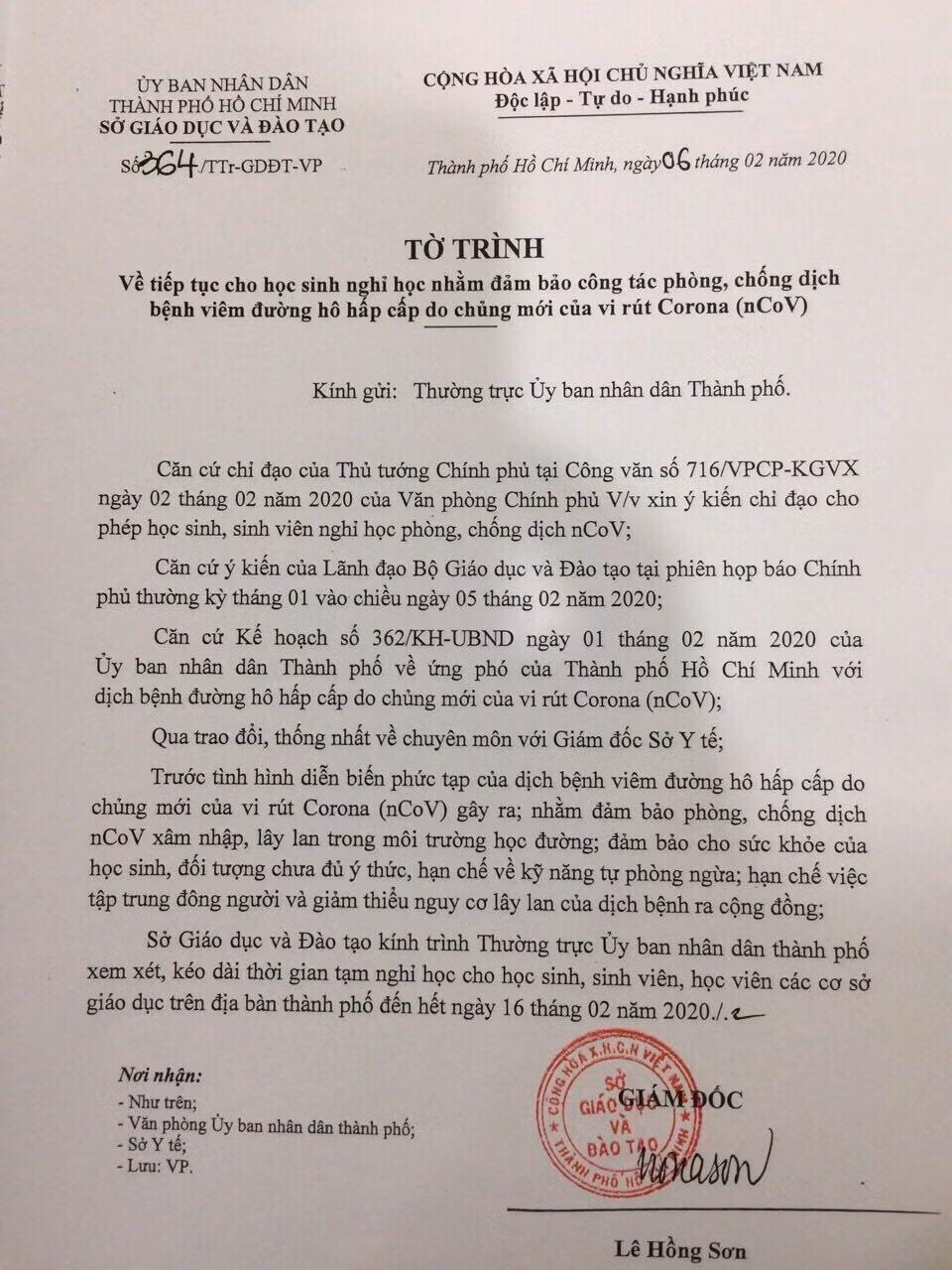 Hoc sinh TPHCM chinh thuc nghi hoc them 1 tuan vi dich virus corona