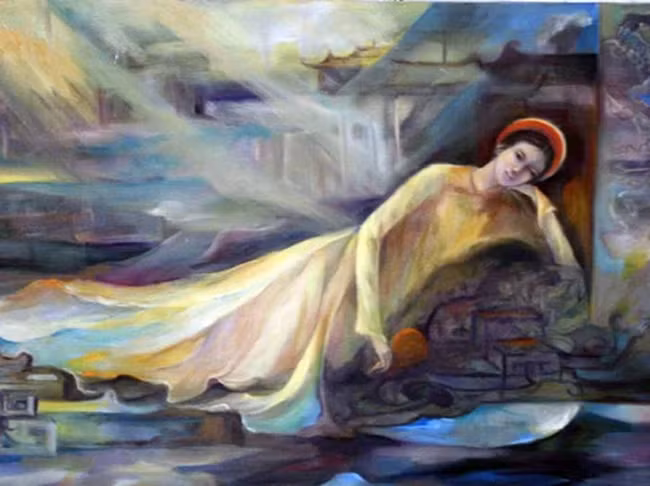 Năm 1788, một đêm bà nằm mộng thấy một vị thần dâng lên một cái tỉ và hai cái ấn; cái tỉ màu sắc đỏ bóng nhẫy tươi sáng như mặt trời; một cái ấn thì sắc tía, cái kia thì sắc rất nhạt, bà nhận lấy tất cả. Đây có lẽ là điềm báo cho tương lai đầy uy quyền của người phụ nữ này.