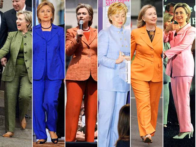 Ai cũng biết bà Clinton mặc quần trong phần lớn những lần xuất hiện trước công chúng. Phong cách thời trang này giúp tạo hình ảnh một phụ nữ mạnh mẽ, tự tin và quả cảm không thua gì nam giới, khiến mọi người đều kính nể.
