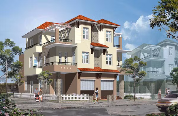 Nhờ sự kết hợp khéo léo mà nhìn từ ngoài vào, loại biệt thự này không khác một biệt thự. Ảnh: Inhome.