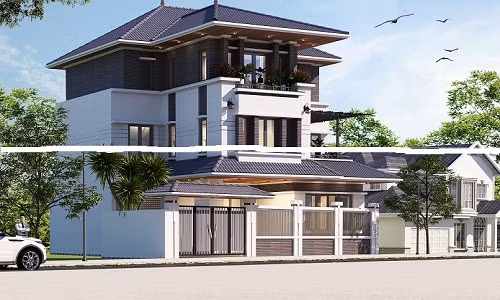 Hai màu sắc đơn giản trắng và nâu vẫn đủ sức giúp cho ngôi nhà trở nên sang trọng. Ảnh: Nhavietphongthuy.
