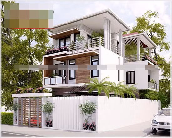  Biệt thự vườn mang phong cách kiến trúc hiện đại. Ngoài khu vực sân vườn, cây xanh còn được trồng xen kẽ ở khắp các ban công. Ảnh: Houseland.