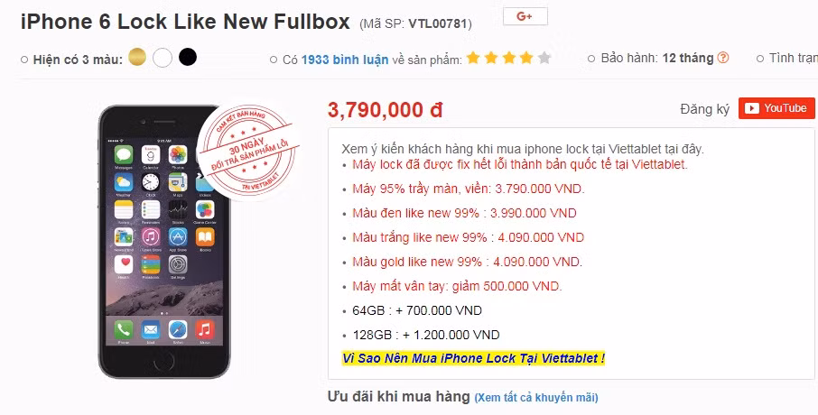 iPhone 6 khóa mạng giảm giá sâu, chỉ hơn 3 triệu đồng - Hình 2 iPhone 6 khoa mang giam gia sau, chi hon 3 trieu dong-Hinh-2