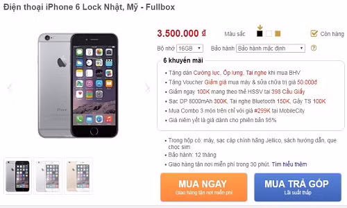 iPhone 6 khóa mạng giảm giá sâu, chỉ hơn 3 triệu đồng iPhone 6 khoa mang giam gia sau, chi hon 3 trieu dong