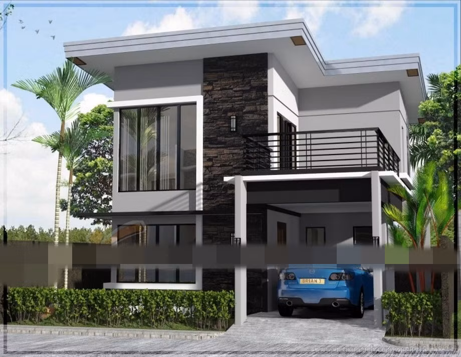  Biệt thự mái bằng gấp khúc chữ L mang nét sang trọng quý phái. Phần gấp khúc là khoảng sân nhỏ cũng chính là chỗ để xe tiện lợi. Ảnh: Vietnamarch.