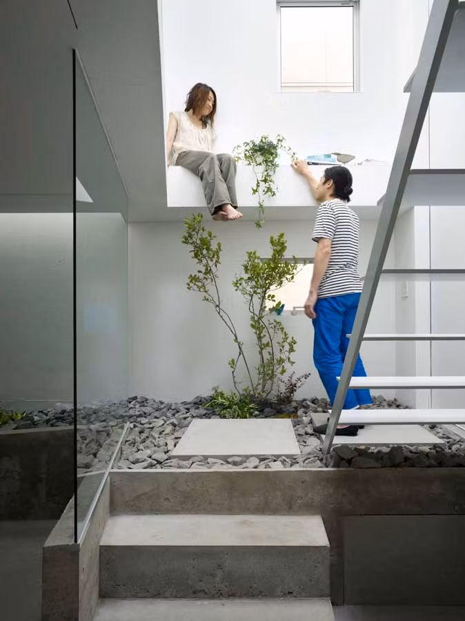 Với mục đích đón ánh sáng cho toàn bộ ngôi nhà, những khoảng thông trần được trổ tại một số vị trí.