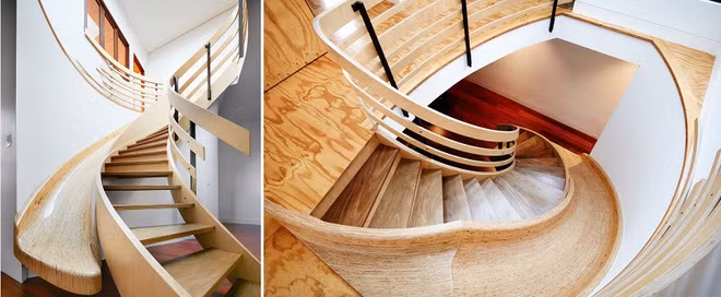 Cầu thang xoắn ốc cho những gia chủ ưa thích sự táo bạo. Ảnh: Homedit.