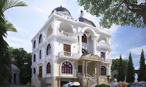 Biệt thự cổ điển 3 tầng mang hình khối, thiết kế tỉ mỉ, tinh xảo của kiến trúc Italia. Ảnh: Thanglongarc.