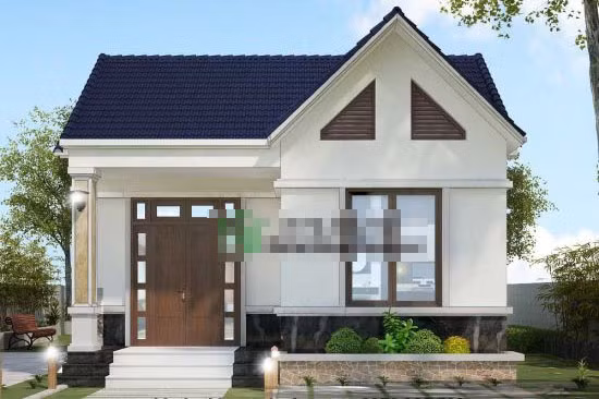 Thiết kế nhà 1 tầng mái ngói nhỏ lý tưởng cho những cặp vợ chồng trẻ. Màu sơn nhẹ nhàng không nhức mắt được coi như một điểm nhấn mạnh được nhiều gia đình ưu thích. Ảnh: Thietkethicongnhadep.