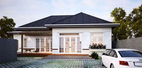 Các góc cạnh bên ngoài của ngôi nhà 1 tầng mái ngói hiện đại được chăm chút thiết kế tỉ mỉ gọn gàng. Ảnh: Datbinhduong.