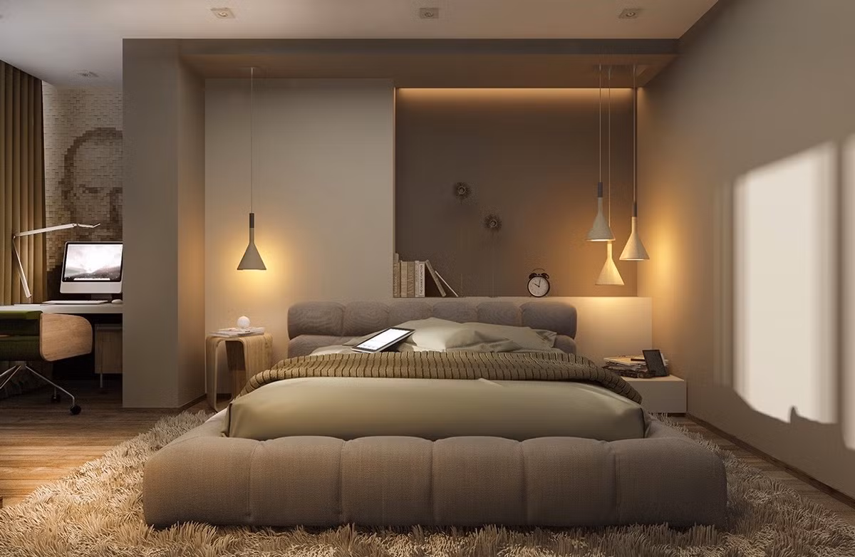 Không lắp đặt vị trí phù hợp các hệ thống chiếu sáng như đèn đọc sánh, đèn ngủ...là sai lầm khiến bạn khó đi vào giấc ngủ. Ảnh: Interior Design Ideas.