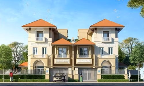  Biệt thự ghép đôi mang phong cách thiết kế châu Âu cổ điển kết hợp hài hòa với đường nét hiện đại. Ảnh: Nhadepvn.