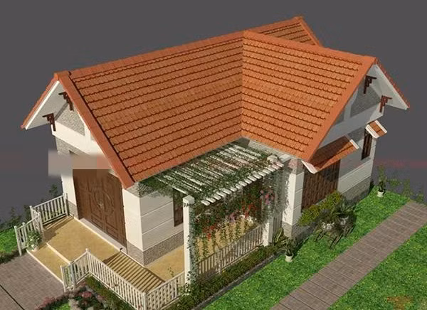 Nhà mái thái đơn giản với mái lợp ngói truyền thống, kiến trúc sắc sảo, tỉ mỉ từng chi tiết nhỏ. Ảnh: 10nhadep.