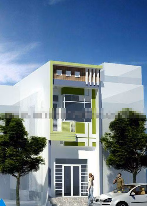 Mẫu nhà phố 2 tầng có cây xanh mát mẻ ngày càng phổ biến tại các thành phố lớn. Nhà có 3 phòng ngủ, 1 phòng khách và có giếng trời mát mẻ. Ảnh: Anthuanphuoc.