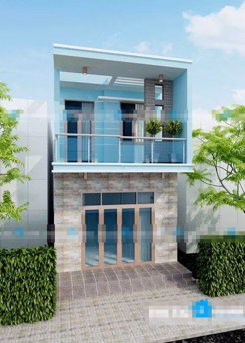 Với tổng diện tích 60m2, mẫu nhà phố đơn giản có 2 phòng ngủ, 1 phòng khách – bếp- nhà ăn, màu sắc hài hòa, phù hợp với lối sống ở cả thành thị và nông thôn. Ảnh: Thiekegiare.
