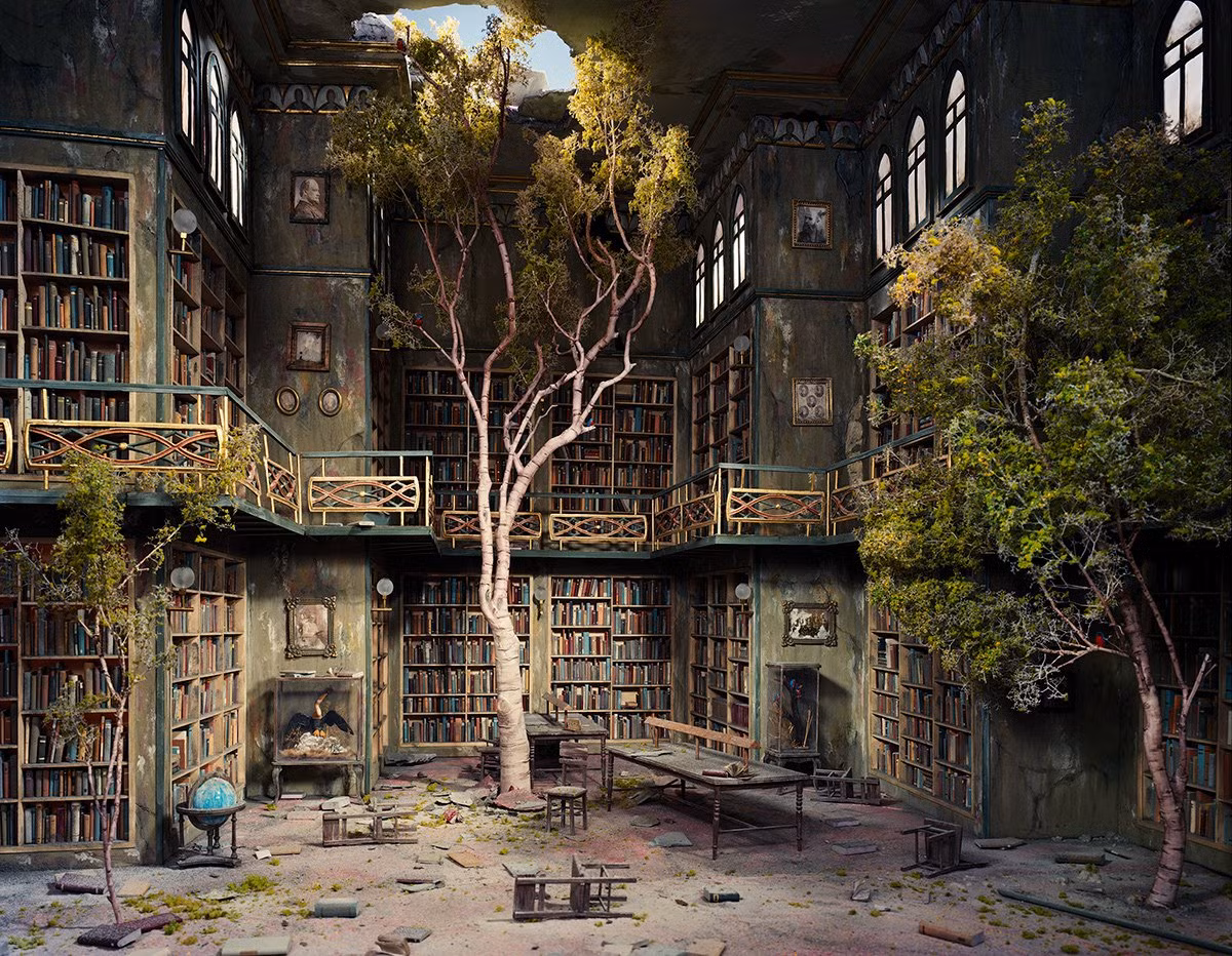 Viễn cảnh một thư viện trong bối cảnh hậu tận thế được nhiều người yêu thích.