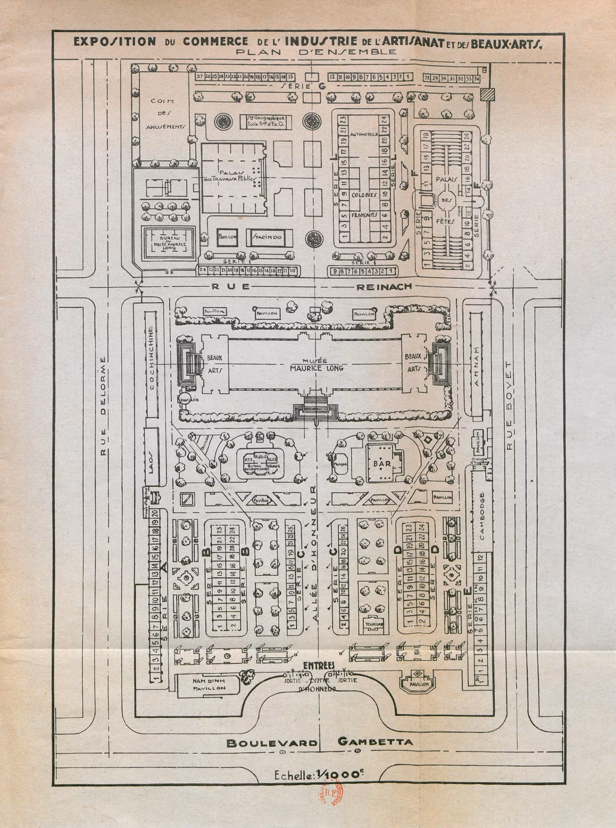 Sơ đồ khu đấu xảo Hà Nội 1938. Ảnh: Gallica.bnf.fr.