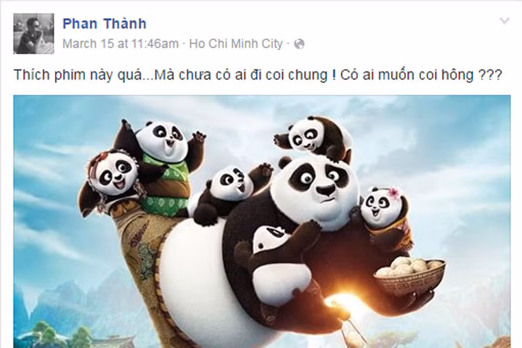 Trước đó, chàng thiếu gia Sài thành còn chia sẻ muốn rủ người đi xem phim cùng. Anh viết: “Thích phim này quá mà chưa có ai đi coi chung! Có ai muốn coi không?”. 
