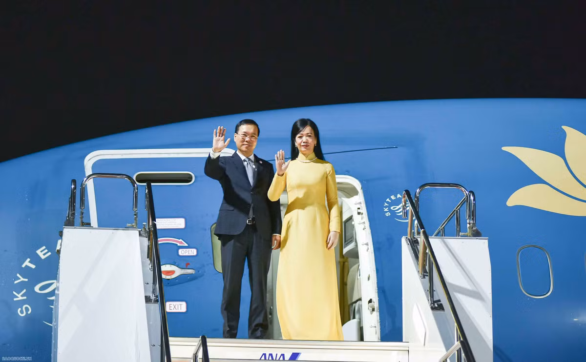 Chu tich nuoc Vo Van Thuong va Phu nhan den Tokyo, bat dau chuyen tham chinh thuc Nhat Ban