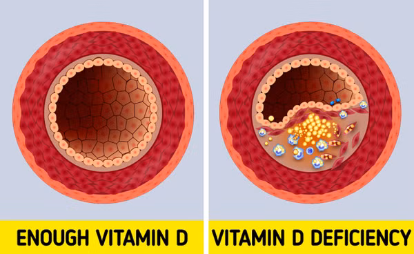 Dễ bị ốm. Vitamin D giúp cơ thể tăng cường sản xuất các kháng thể, nhờ vậy củng cố hệ miễn dịch. Thiếu vitamin D khiến hệ miễn dịch suy yếu, cơ thể dễ nhiễm khuẩn, mắc các bệnh như cảm lạnh, viêm phế quản và viêm phổi.