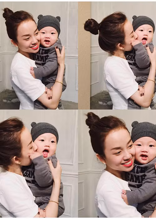 Chào đời ngày 25/3/2016, bé Khoai Tây là con trai hot girl Ly Kute và Mạc Hồng Quân. Dù một mình nuôi con nhưng Ly Kute vẫn hạnh phúc. (Ảnh: FBNV) 