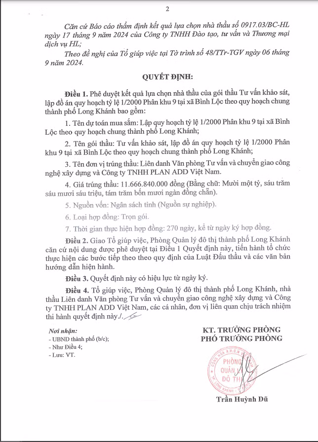 Dong Nai: Lien danh 2 nha thau trung goi lap do an QH 1/2000 phan khu 9-Hinh-2