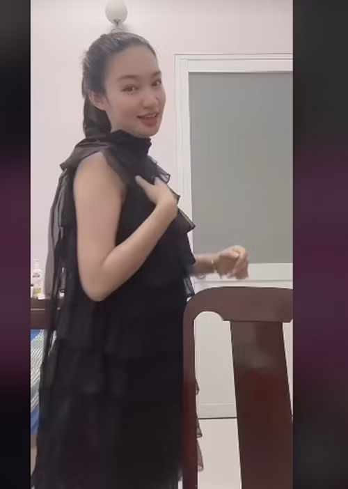 Gương mặt của vợ Tiết Cương trông mũm mĩm hơn. Ảnh: TikTok Ngọc Thưởng.