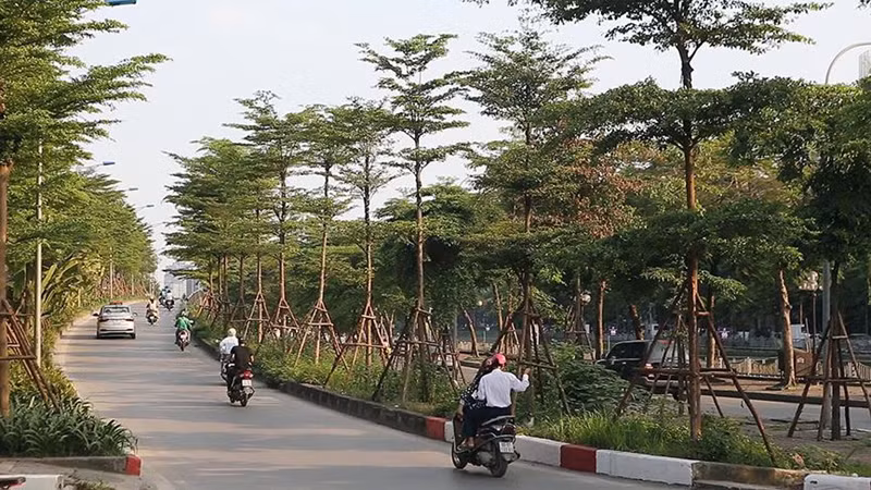 Lối dẫn lên đường trên cao ở khu vực đường Bưởi - Hoàng Quốc Việt.