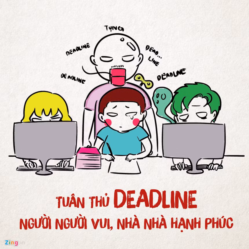  Sếp deadline: Chưa thấy mặt, chỉ nghe giọng là đã biết sếp nhắc deadline. Với kiểu sếp này, đừng bao giờ hy vọng có thể hát bài "Chậm lại một phút". Câu cửa miệng của sếp chính là: "Xong chưa?", không xong thì cứ cẩn thận đấy.
