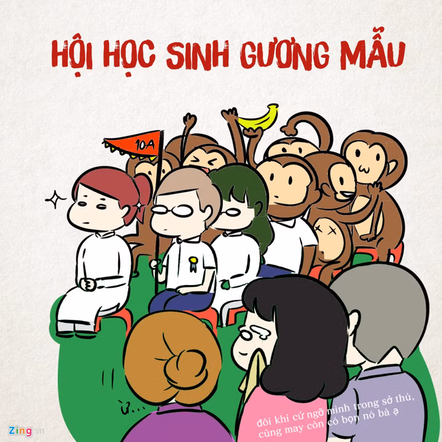 May mắn thay, trong hàng ngũ bát nháo cũng còn những cô cậu gương mẫu. Ngồi hàng đầu, quần áo chỉnh tề, mặt mày sáng sủa, nghiêm túc... Đây đúng chuẩn "con nhà người ta" mà bố mẹ hay nhắc rồi.