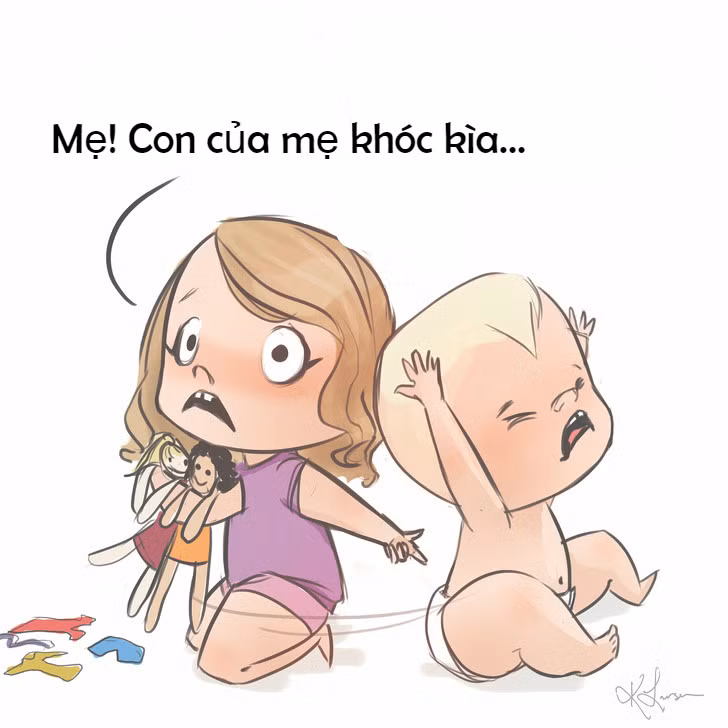 Không phải lúc nào chị cũng trông em giúp mẹ được đâu, em chỉ là "con của mẹ" chứ con không biết gì cả.