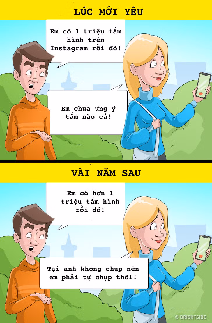 Mới yêu, con gái sẽ vì giữ ý mà không dám phàn nàn hay yêu cầu bạn trai làm gì đó cho mình. Nhưng khi yêu lâu rồi, họ sẽ thẳng thắn và cởi mở hơn.